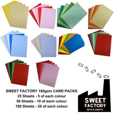 A4 farbige Karte 160 g/m² gemischt verschiedene Farbtönungsfarben 25, 50 & 100 Blatt Packungen