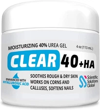 CLEAR UREA 40% + HYALURONIC ACID Moisturizing Gel For Dry Skin Corn Calluses 4oz