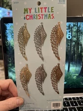 Angles Wings Decorative Gold and Siver 6 Wings 1 x 2.75 inches Sparkling Gold