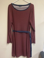 Tommy Hilfiger XXL Navy Red Geometric Belted Long Sleeve Shift Dress