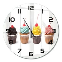 Moderne Runde Wanduhr Aus GehäRtetem Glas Muffins Schwarze Zeiger Fi60 Cm