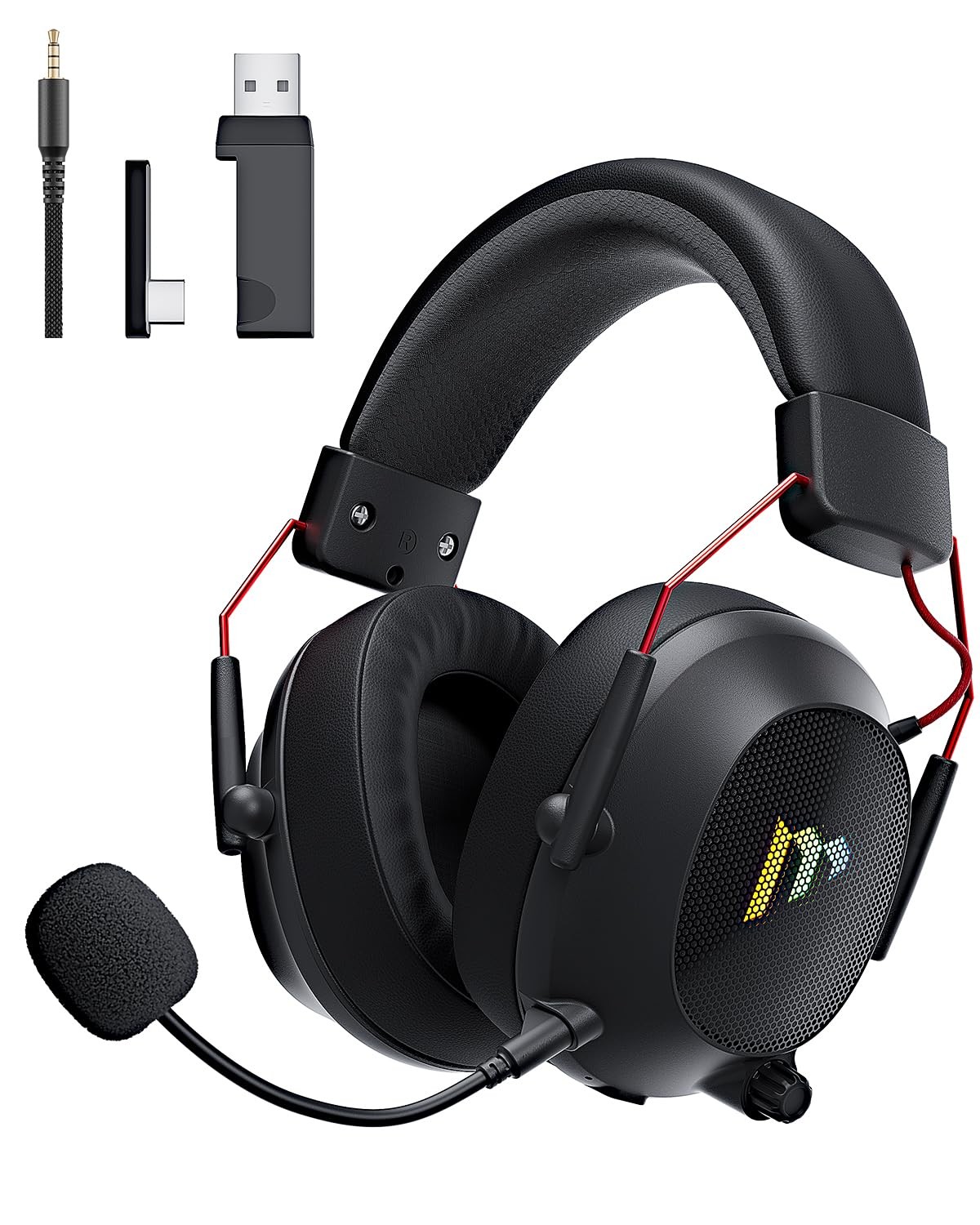 Tac Master 2.4GHz Wireless Gaming Headset with Noise Canceling Mic for PC PS5 Xbox