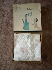 Vintage toddler  Time Baby Crib Blanket unused original box  Bunnies,Bears&Birds