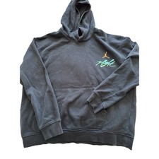 Jordan Air Flight Black Sweatshirt Hoodie Pullover Jumpman Womens Large Lounge