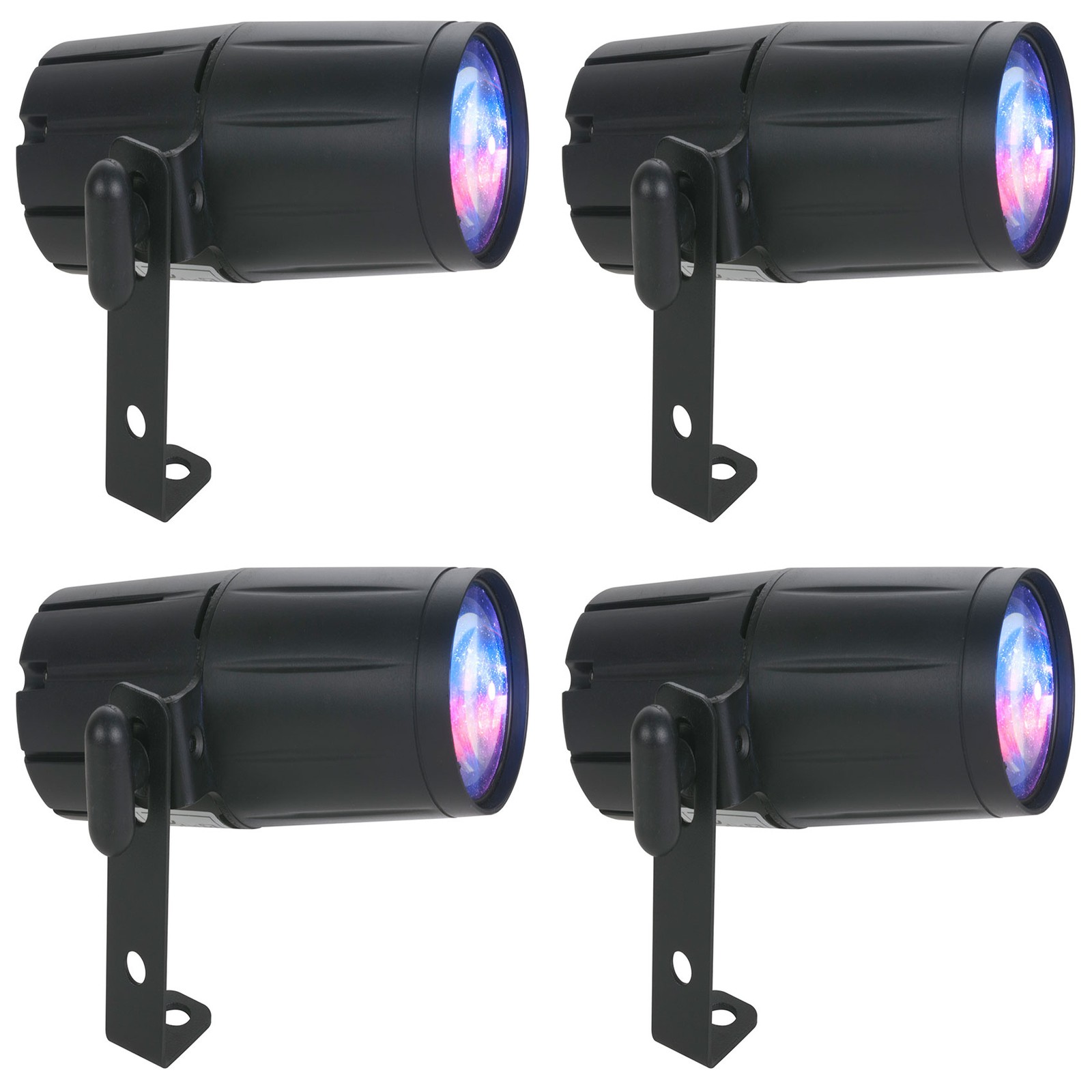 (4) American DJ PINSPOT LED QUAD DMX 8W RGBW Pinspot Lights w/ Remote For Events