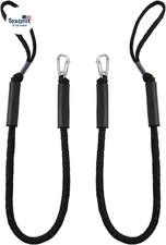 2 PK Black Bungee Dock Lines for Boats 4FT with 316 Stainless Clip Boat Accessor
