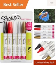 Oil-Based Paint Markers, Medium Point, Assorted  Metallic Colors, 5 Count - ...