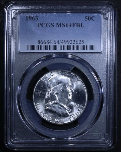 1963 Franklin Half Dollar - 50c PCGS MS64 FBL - Full Bell Lines - Tough Coin!