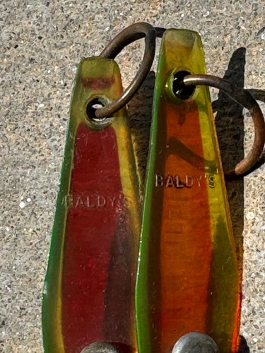 Vintage BALDY'S GRÜN & ROT Thunfisch Oberfläche Jig x2 Bakelit - Bild 4 von 7