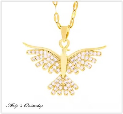 Damen Halskette Phönix Vogel Zirkon Anhänger Frauen Schmuck Kette 925 Gold Frau