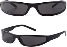 Y2K Wrap Around Sunglasses for Women Men Small Narrow Frame Rectangle Sunglasses