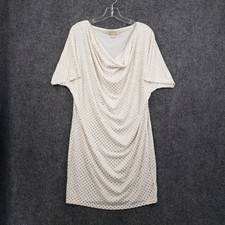 Michael Kors Gold Studs Mini Dress Womens M Medium White Dolman Sleeve Cowl Neck