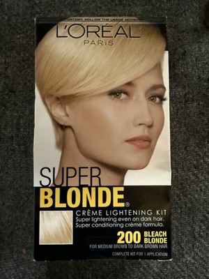 L'Oreal Paris Super Blonde Creme Lightening Kit, 200 Bleach Blonde Hair Color