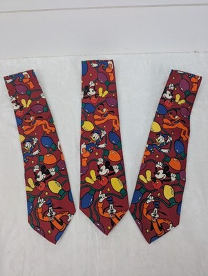 Vintage Mickey Mouse Christmas Tie Lot Of 3 Disney Balancine Holiday Goofy Pluto