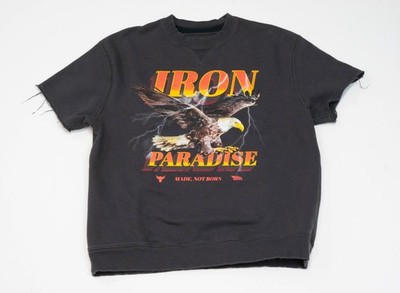 Under Armour Y2K Iron Paradise Project Rock Heavyweight Shirt Sz L Harley Biker