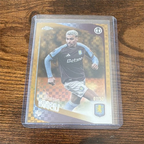 Topps Chrome UCC UEL 2026 Morgan Rogers Aston Villa #197 Gold Parallel 07/50