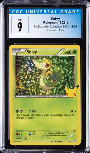 2021 POKEMON MCDONALD'S COLLECTION 2021 CONFETTI HOLO #5 SNIVY CGC 9