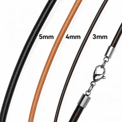 Herren Damen LEDER HALSKETTE KETTE LEDERKETTE LEDERBAND 17CM - 80CM - Bild 1 von 4