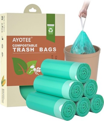 Compostable Trash Bags 4 Gallon Drawstring Trash Bags,100 Counts Ultra Strong...