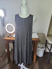 Old Navy Black Patterned Sleeveless A-Line Swing Tank Dress Sz L Comfy Travel
