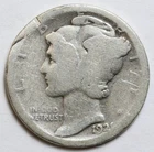 1921-D 10c Mercury Silver Dime - RAW - Key Date Denver Coin