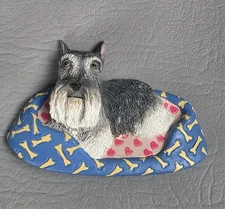 CUTE Willabee & Ward Magnet Dog W&W MBI Schnauzer On Dog Bed With Hearts