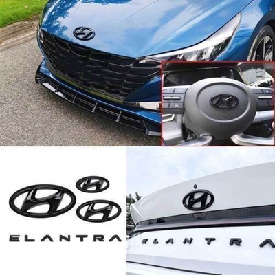 #ad Gloss Black Front Rear Emblem Letter Logo Badge For Hyundai Elantra 2021 2023 $37.66
