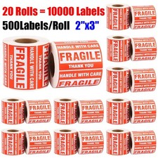 10000 Fragile Stickers 2x3 Fragile Label Hand With Care Shipping Labels 20 Rolls
