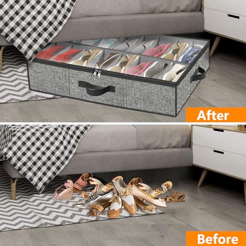 Under the Bed Shoe Storage Organizer for Closet, Extra Large Underbed Shoe - Picture 5 of 7