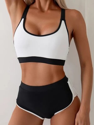 Damen Bikini Sexy High Waist Push-up Patchwork Rückenfrei Größe：S-XXL