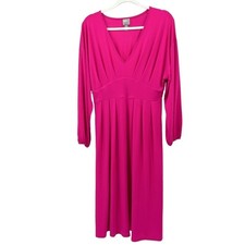ASOS Design Pink V Neck Midi Dress Babydoll Pleated Elegant Career