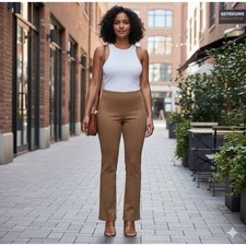 EVERLANE The Way High Drape Pant Camel Brown Flared Leg Trousers Size L NWT