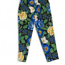Size 2 Retro vintage 80s floral tapered pants. Bright bold vivid floral