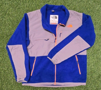 #ad The North Face Customized Denali Fleece Jacket Mens XL Blue Grey Orange Polartec $60.00
