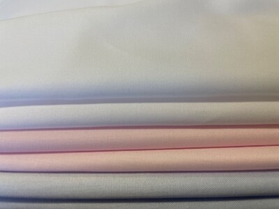 HI QUALITÄT 100 % BAUMWOLLE 2/100ER FEINER TWILL-SHIRT STOFF WEISS, ROSA & HIMMELBLAU