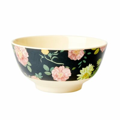 RICE: Two Tone Schüssel aus Melamin, Dark Rose Print, MELBW-DARO, 15 cm 