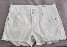 NEW Epic Threads Girls Frayed Hem White Denim Distressed Shorts, Size 8