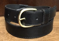 Amanda Smith Womens Leather Belt Black Size L Brass Buckle 1-1/8  wide GUC