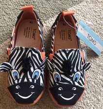 Tom s Alpargata Twin Gore Black White Zebra Toddler Kids Unisex Shoes Sz 6 NWT