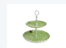 Julia Knight Holly Sprig 11.5" Two-Tiered Server Mojito NEW without Box