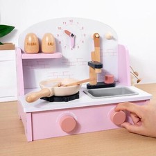 Kitchen Playset Toy Developmental Learning Skill Toy Wooden Play Kitchen Set for