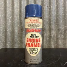 PLASTI-KOTE Engine Enamel Ford Blue Spray Paint Can 1980’s Car Graffiti - RARE