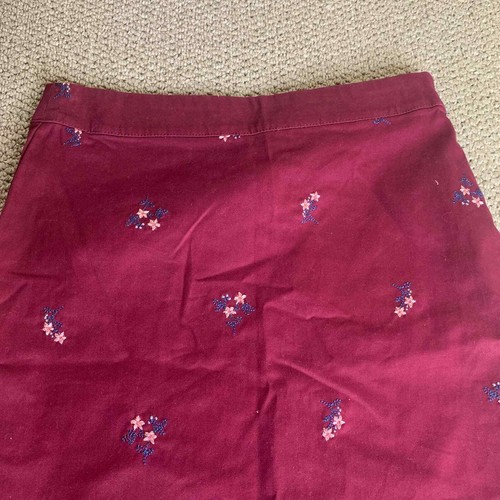 K. C. Parker Girls Skirt Size 14 Burgundy Red Floral Embroidered A-Line Mini - Picture 2 of 7
