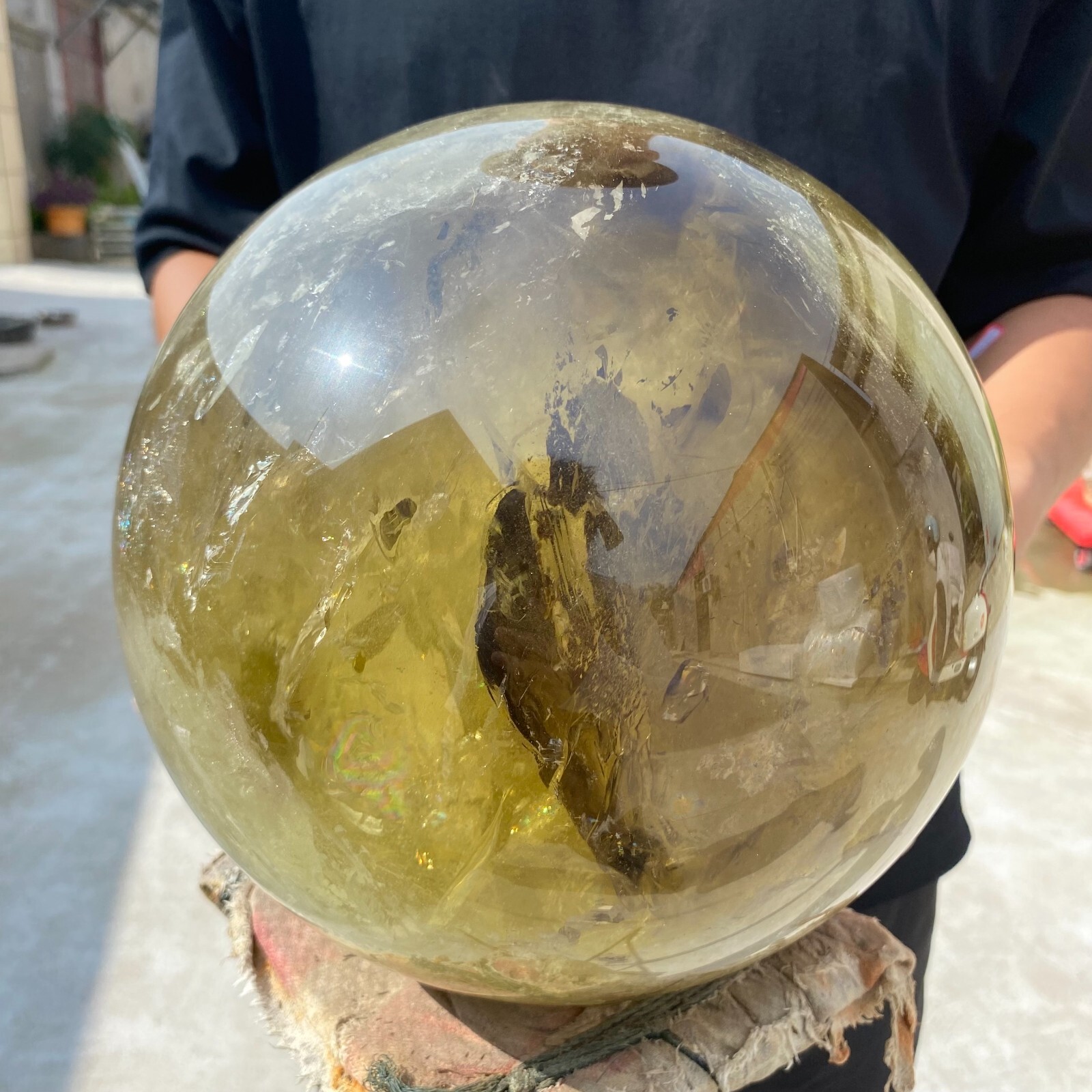 39.2lb Natural Citrine Sphere Quartz Crystals Reiki ball Healing Gems