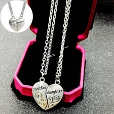 2PCS Set Mother Forever Pendant Birthday Heart Necklace Love and Daughter Gift