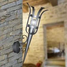 Applique parete Torcera torcia in Ferro battuto forgiato medioevo grande 
