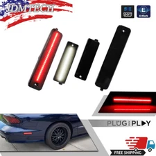 Smoked White & Red LED Side Bumper Marker Lights Set For 98-02 Pontiac Firebird
