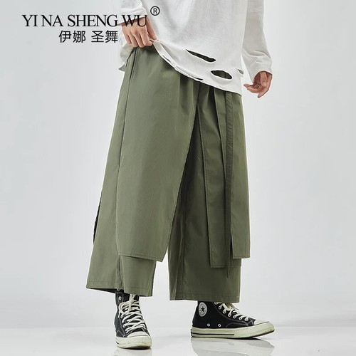 Japanese Style Kimono Harem Pants Haori for Mens Vintage Wide Leg Loose Joggers - Picture 20 of 25