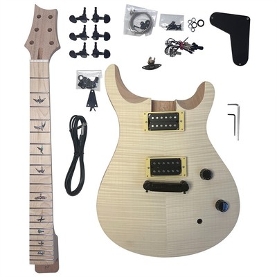 Unfinished DIY Electric Guitar Kits Flame Maple 10 Top Veneer FREE SHIPPING