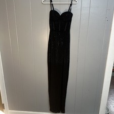 black maxi with Black sparkle beaded bust Prom Formal maxi long Gown Size large
